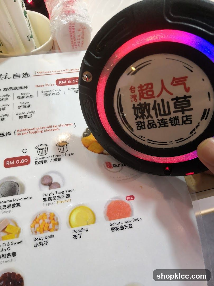 Agar-agar shop menu with light-up sign