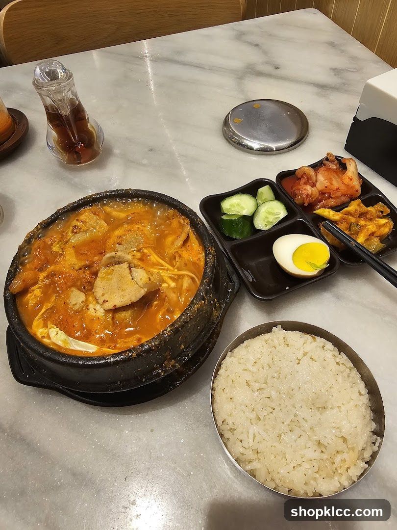 Korean Meal with Rice and Side Dishes