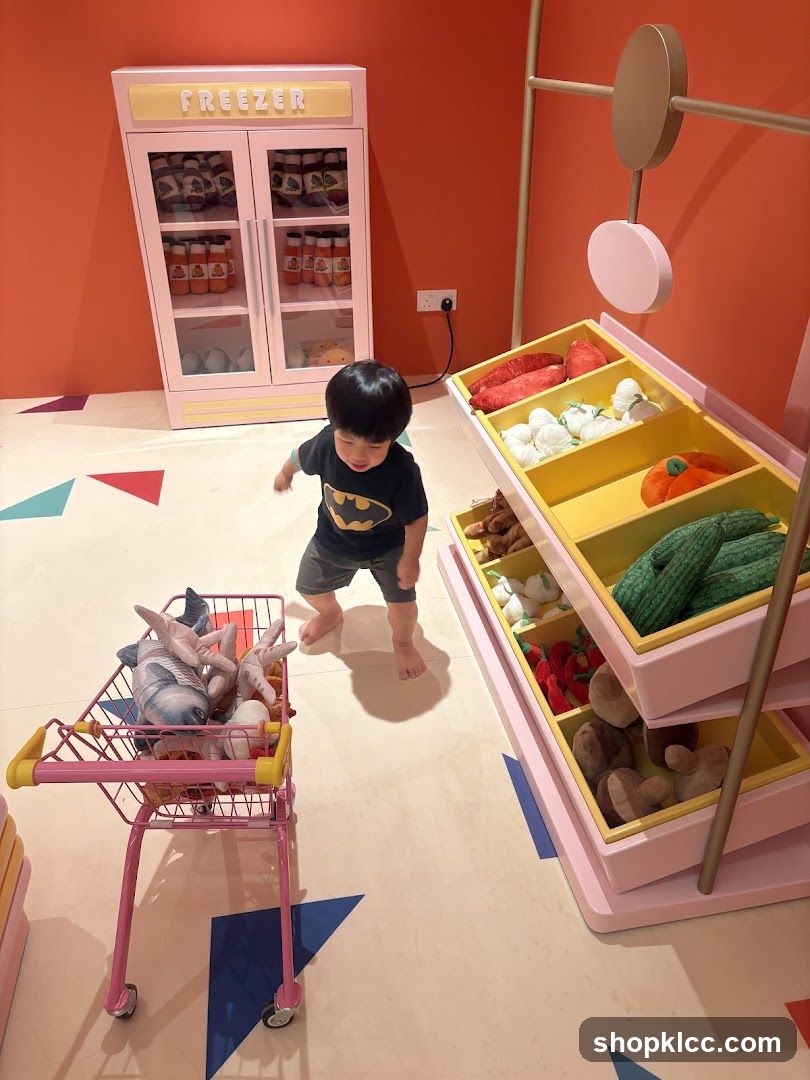 Child Playing with Toy Grocery Store
