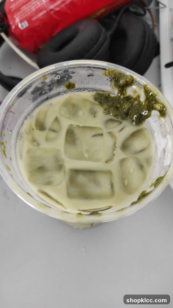 Matcha Latte with Ice Cubes