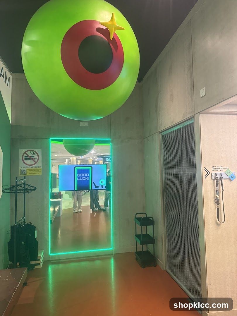 Interior with Neon Entrance and Hanging Decor
