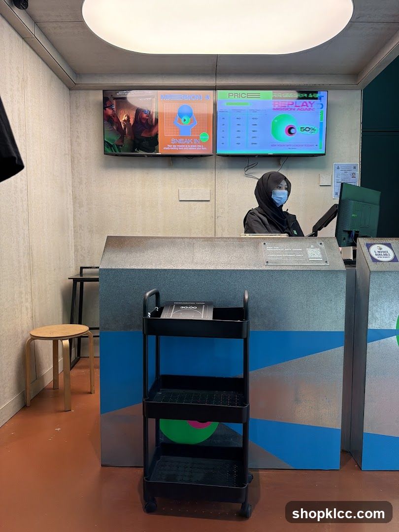 Store Interior with Screens and Staff