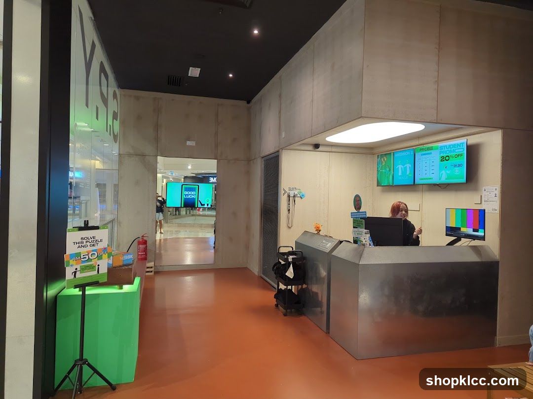 Reception Area with Digital Screens and Signage