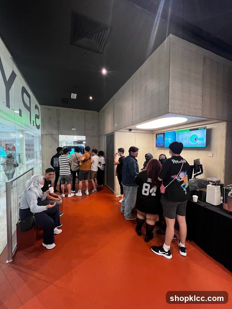Queue at a modern venue entrance