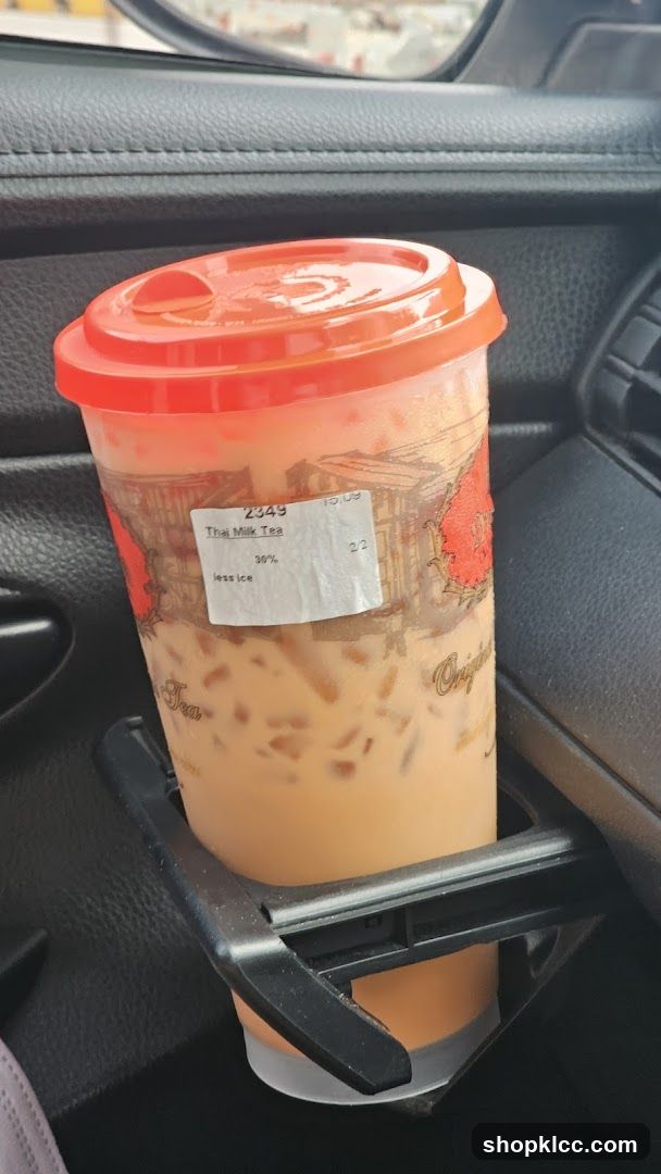 Thai Milk Tea in Car Cup Holder