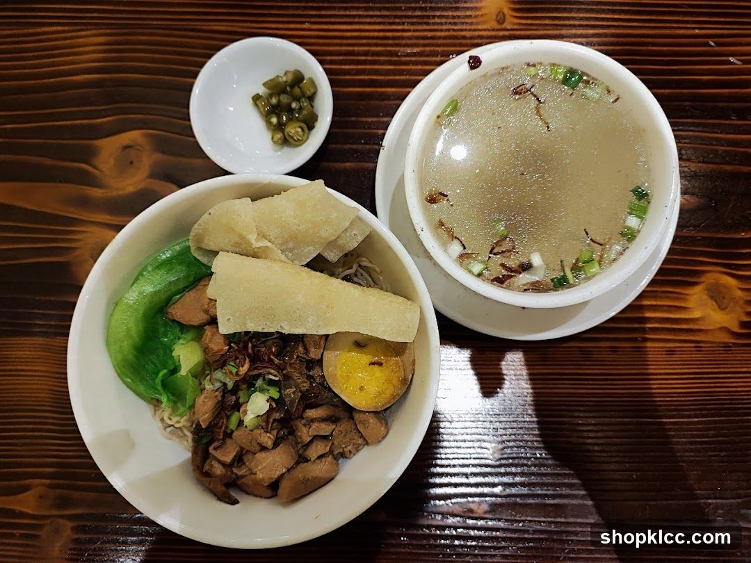 Noodle Bowl with Soup and Pickles