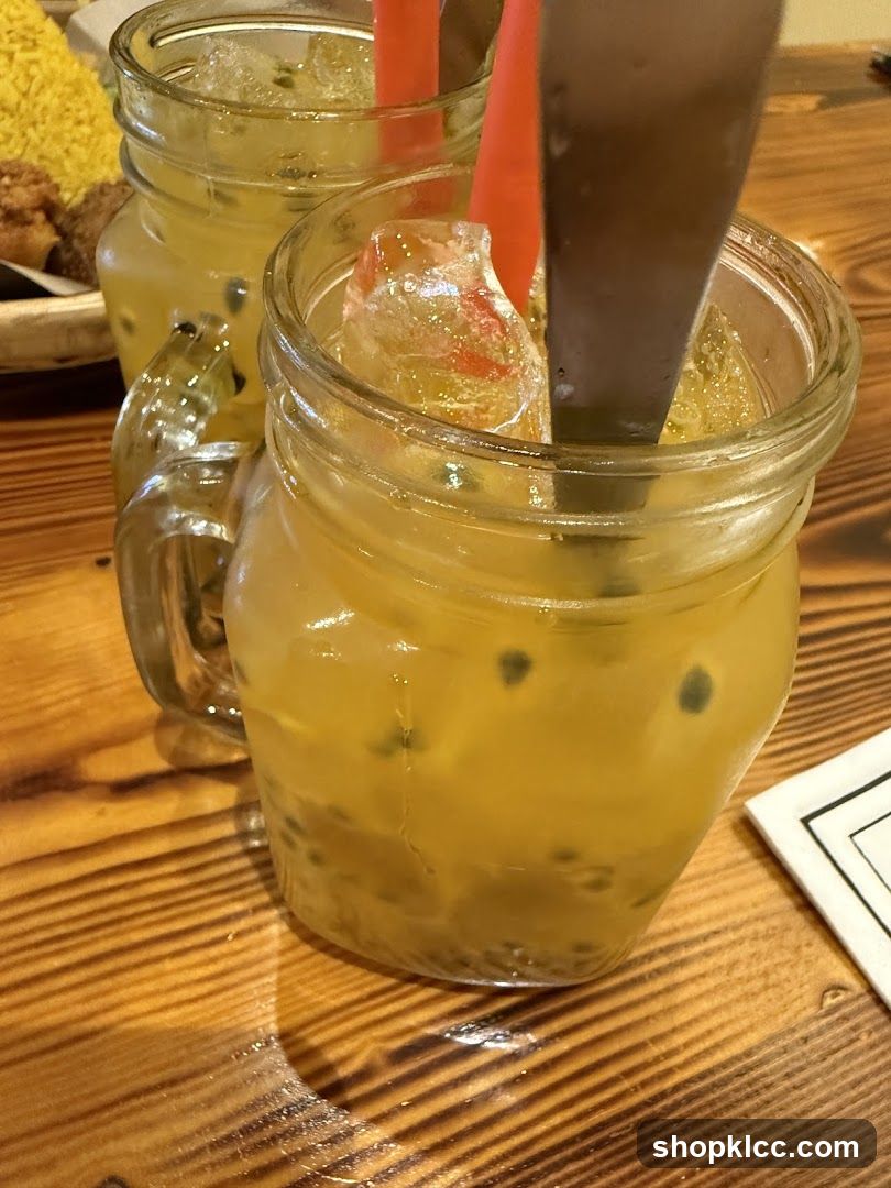 Passion Fruit Drink in Mason Jar