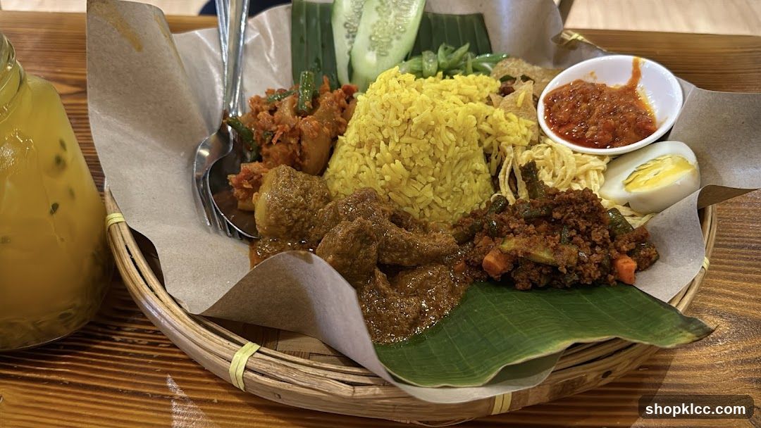Nasi Lemak on a Bamboo Tray