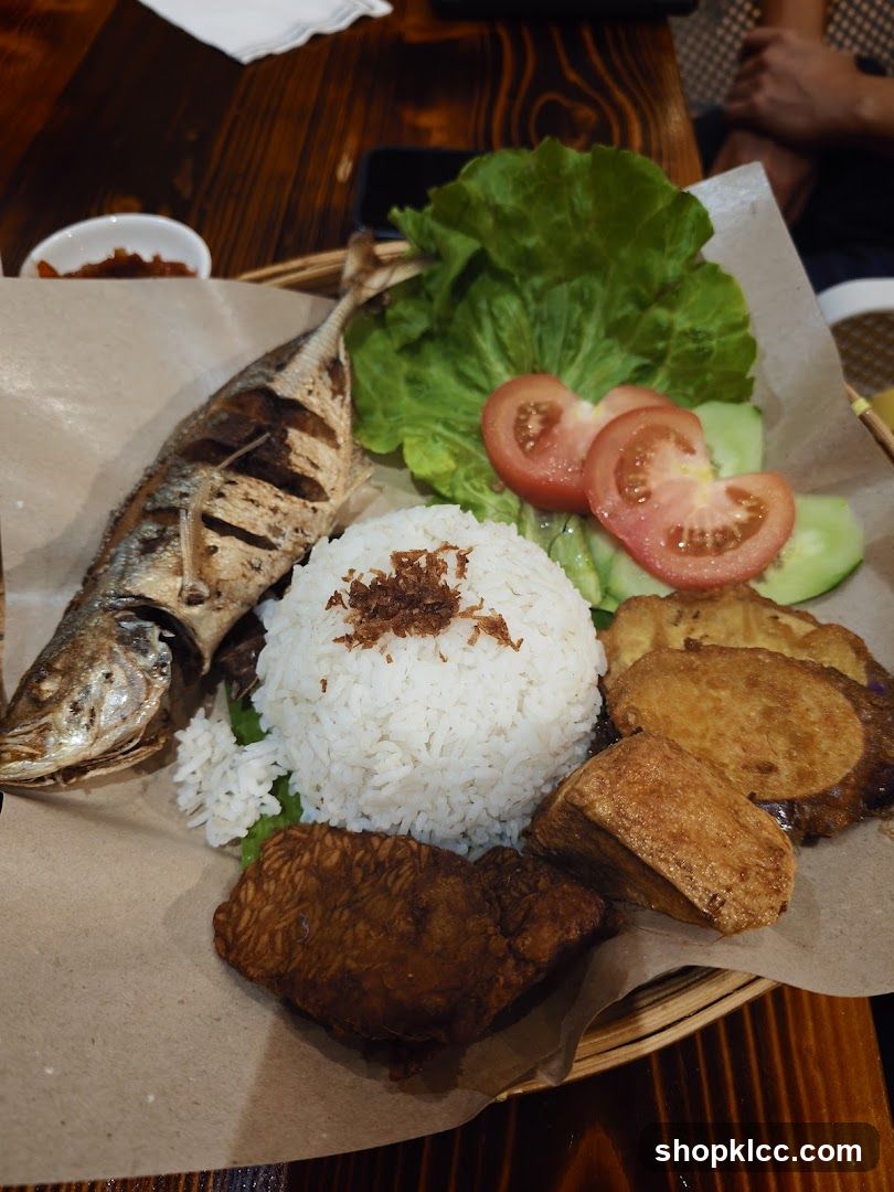 Grilled Fish with Rice and Fried Items