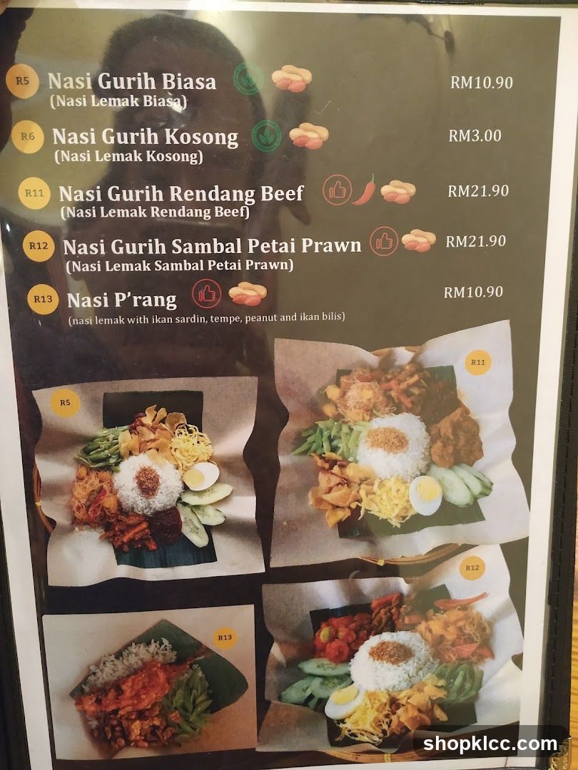 Nasi Gurih Menu Board