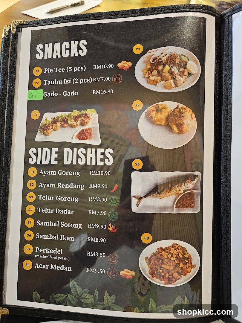 Snacks and Side Dishes Menu