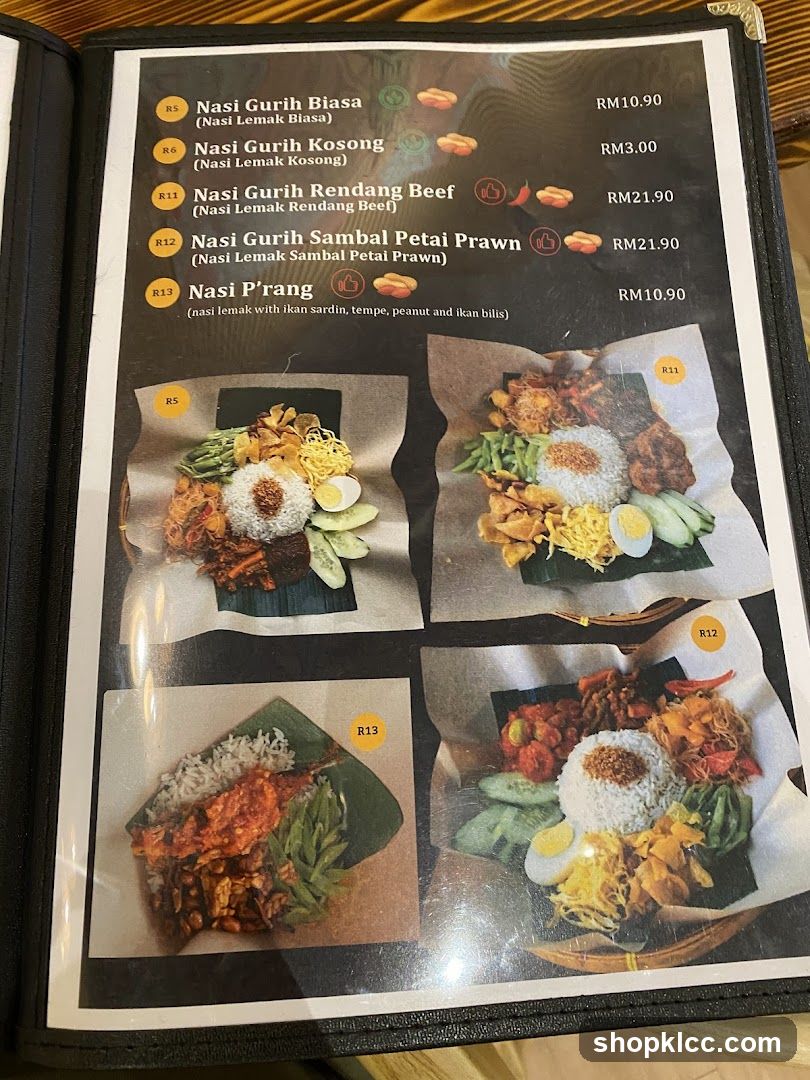 Nasi Gurih Menu Page
