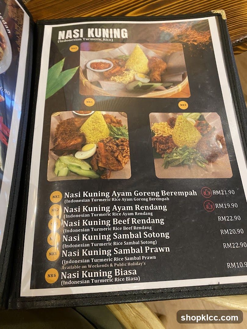 Nasi Kuning Menu Page