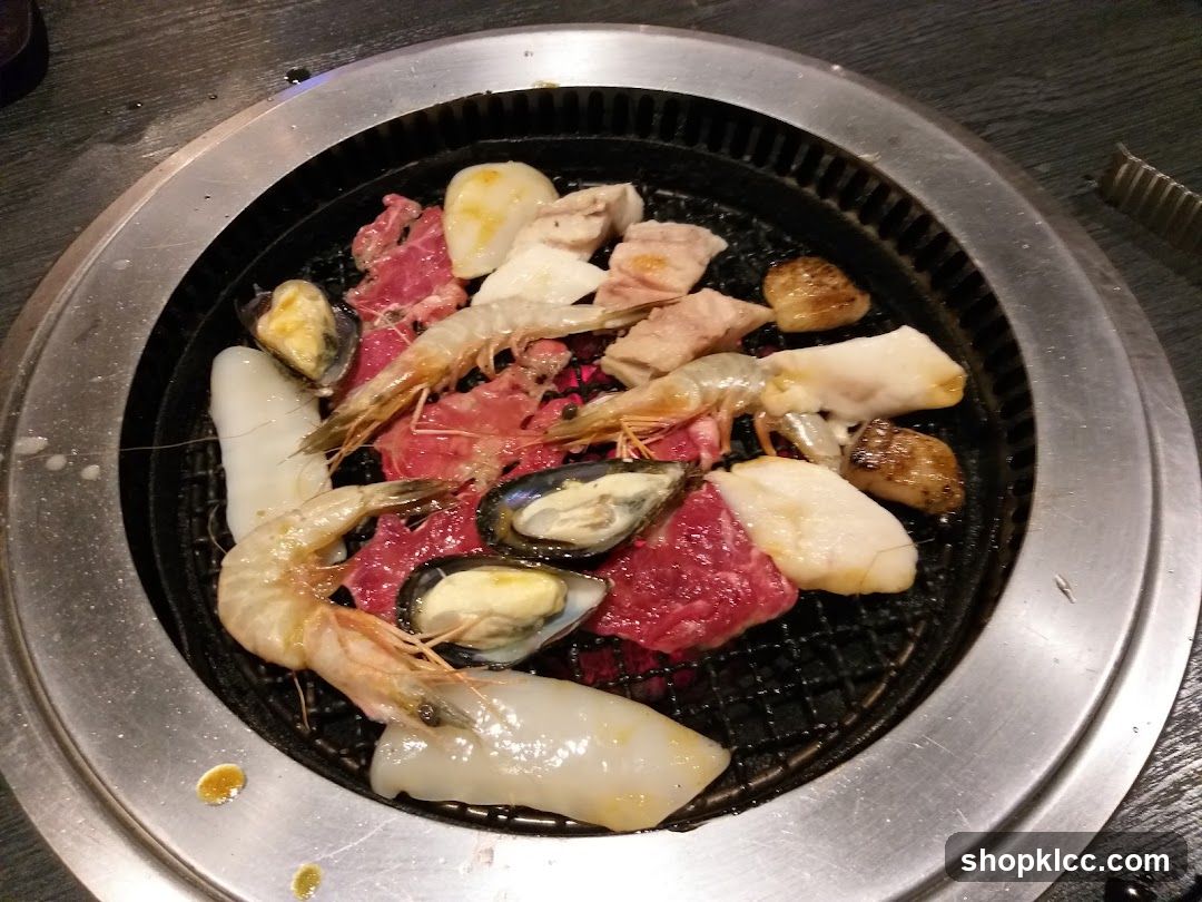 Grill with Seafood and Meat