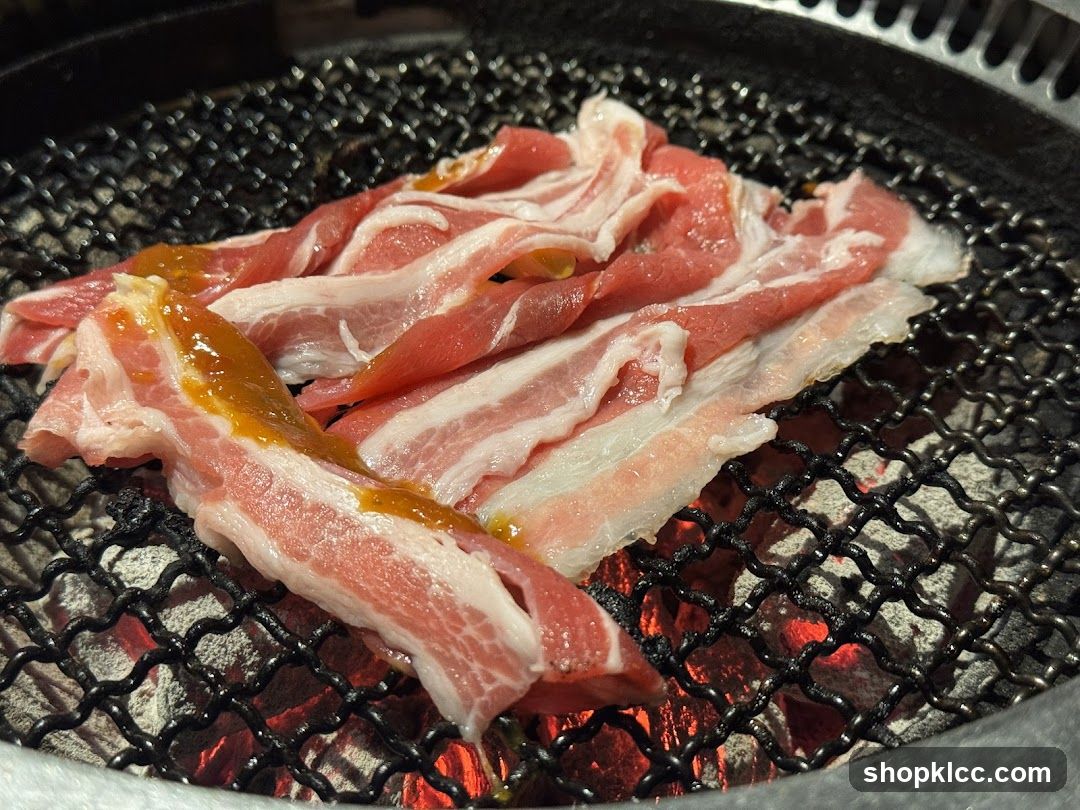 Thinly Sliced Meat on a Grill