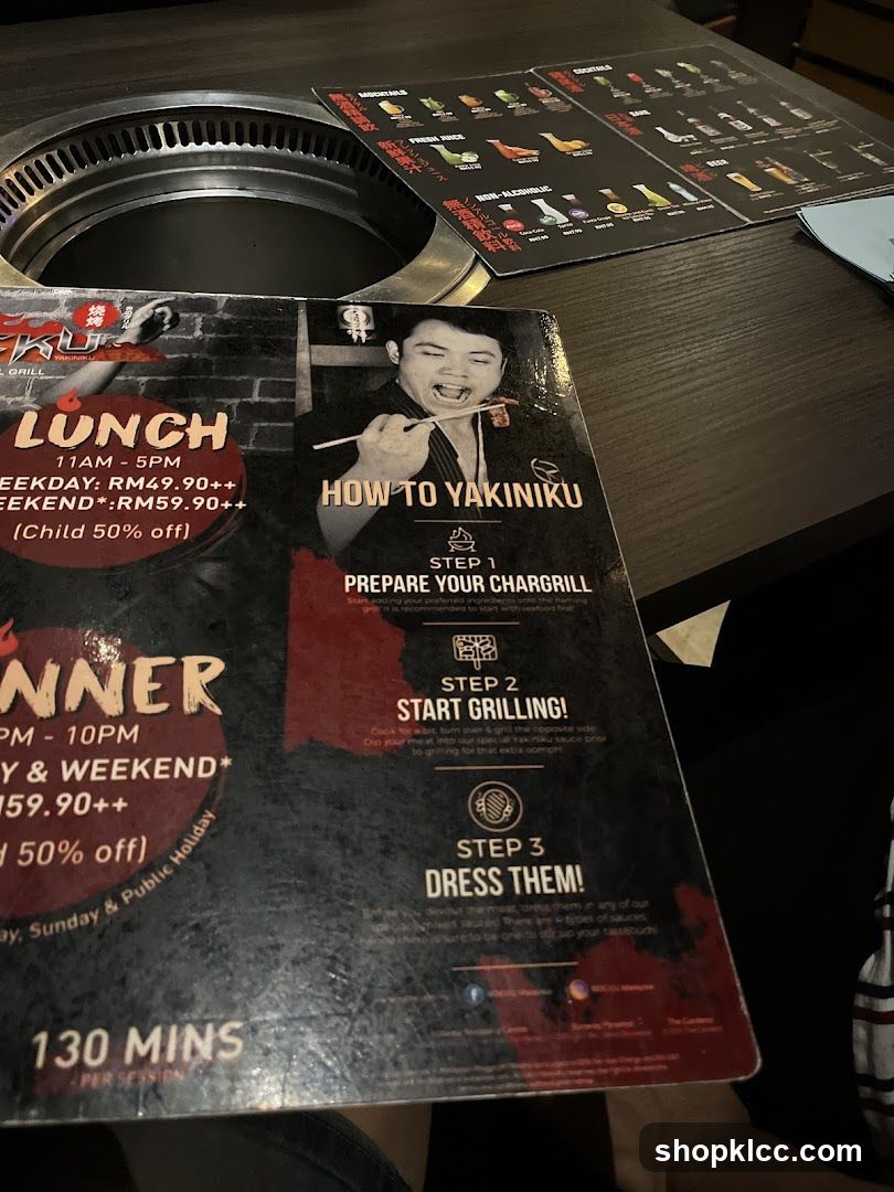 Yakiniku Menu and Instructions