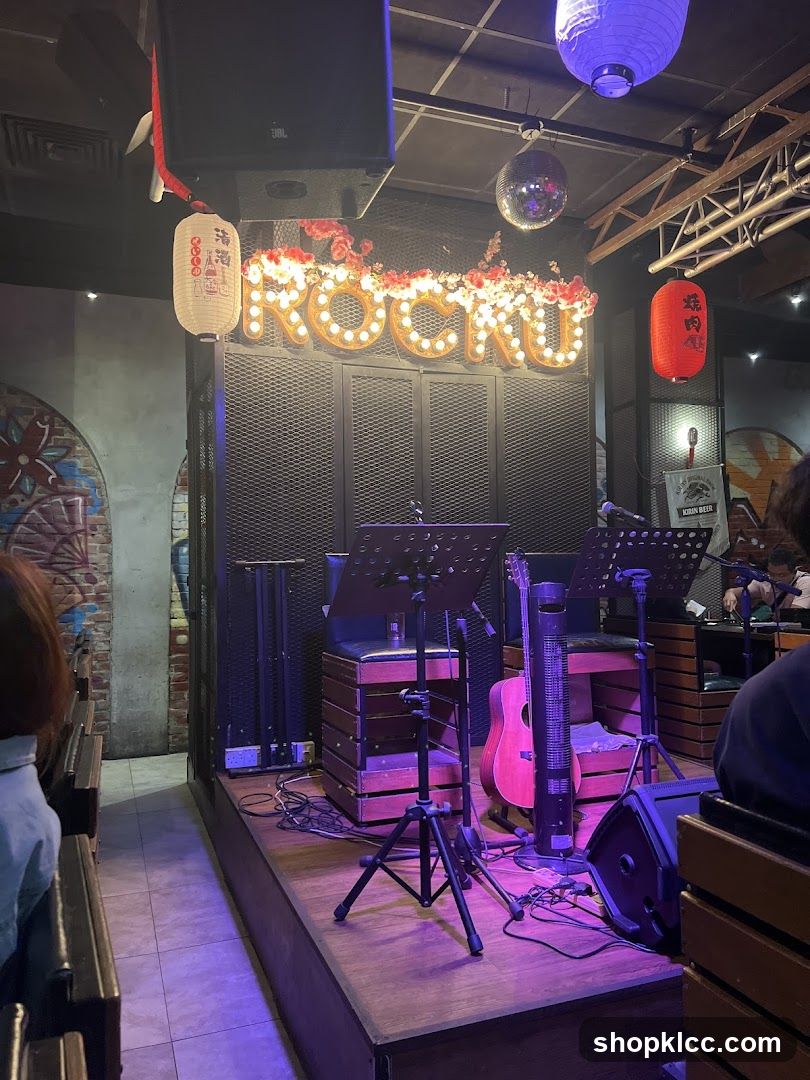 Stage with Musical Instruments and Decor