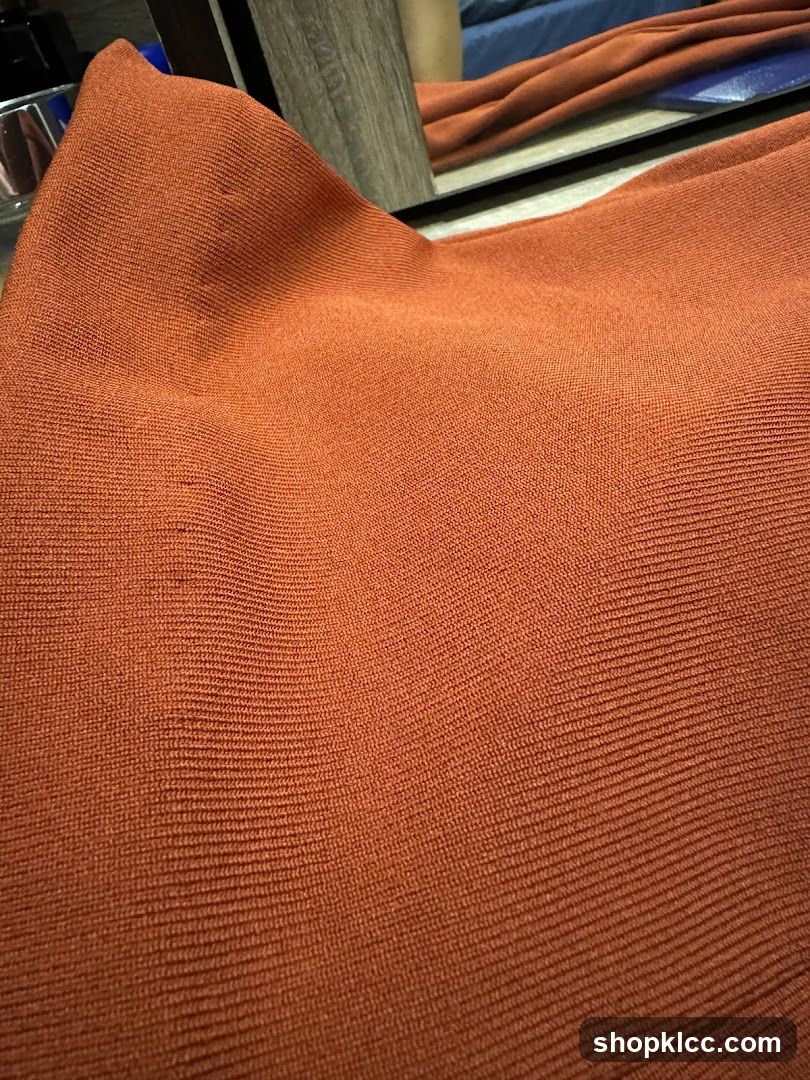Orange Knitted Fabric Close-Up