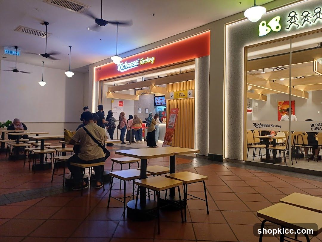 Food Court Interior with Queuing Customers