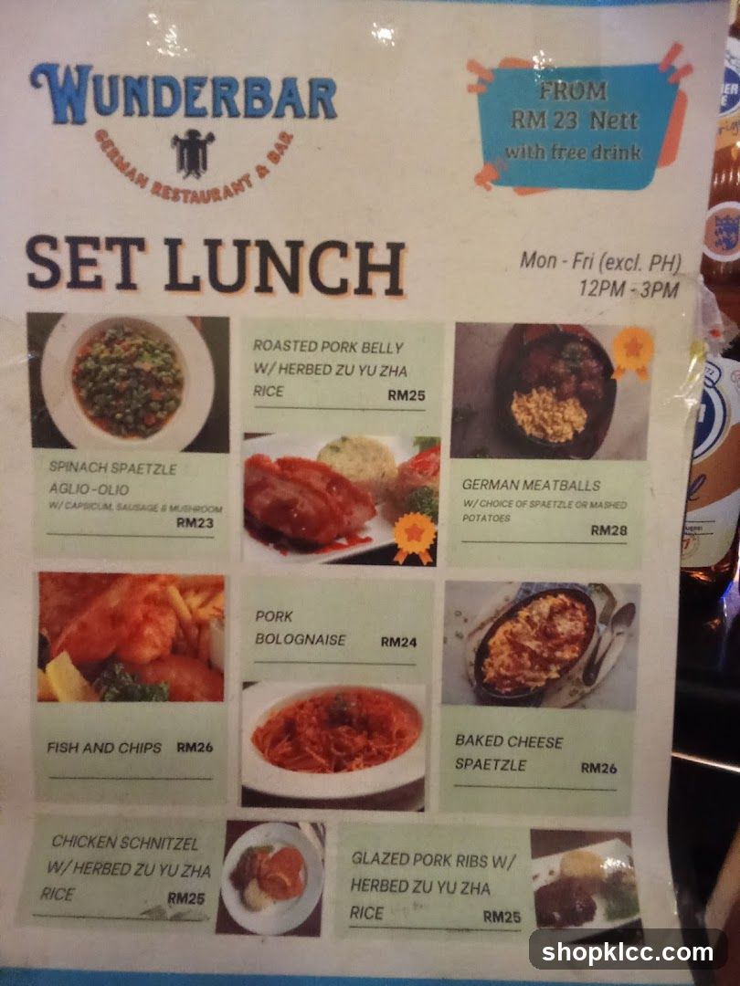 Wunderbar Set Lunch Menu