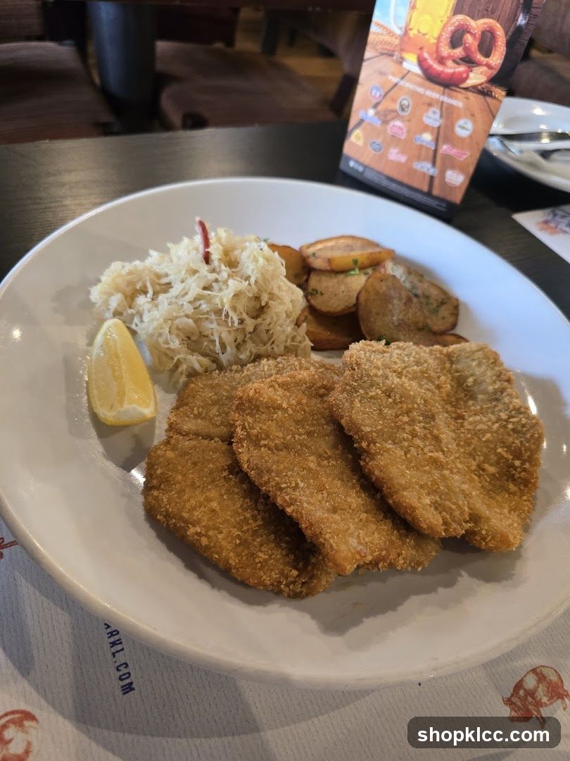 Breaded Meat with Sauerkraut and Potato Chips