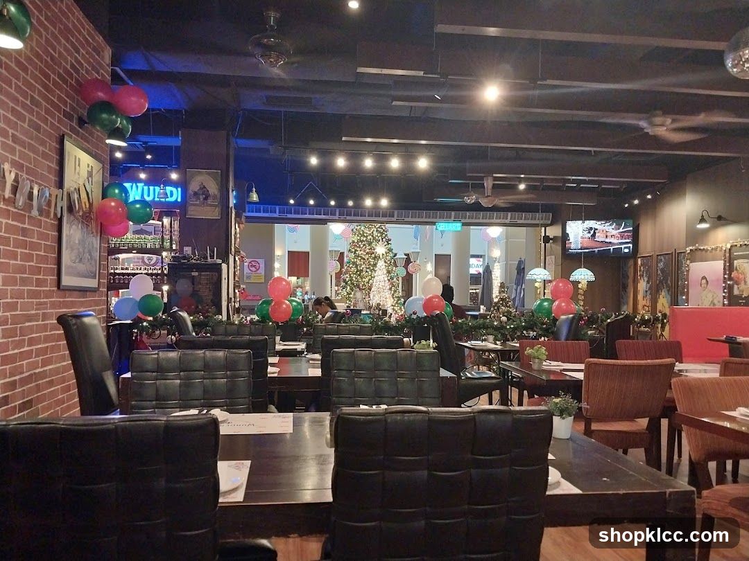 Christmas Decorated Restaurant Interior