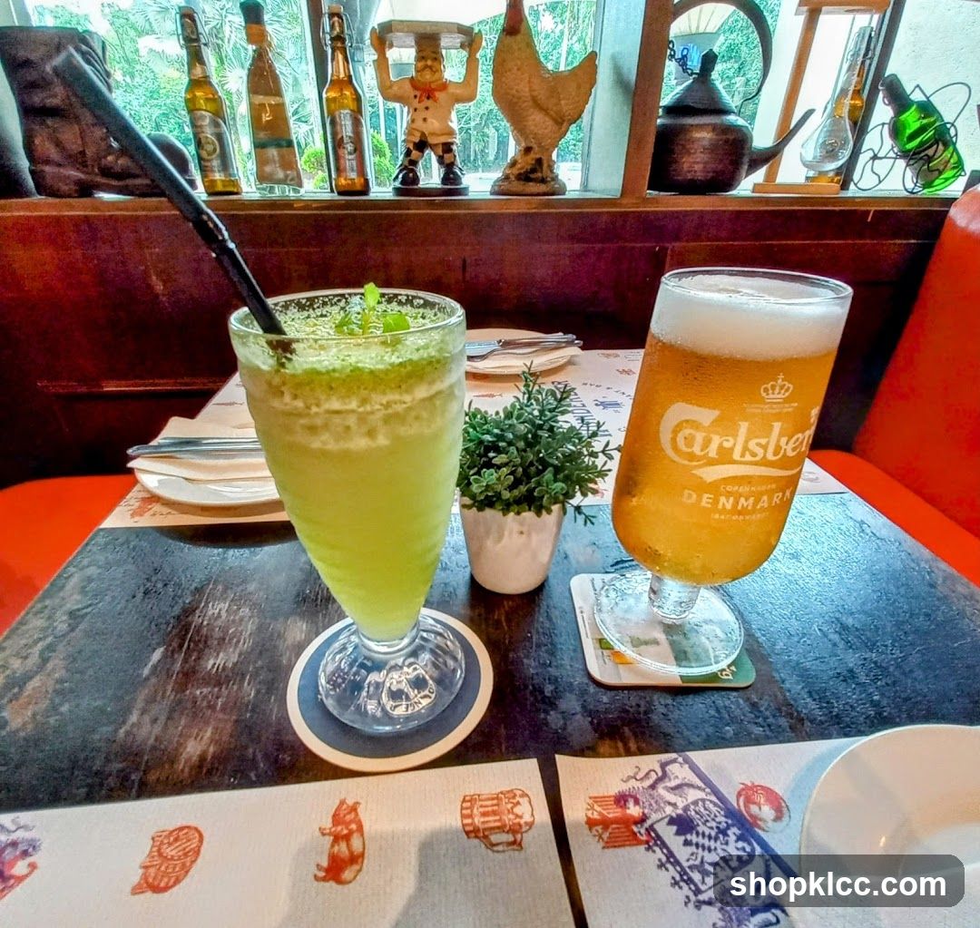 Beer and Drink at Restaurant Table