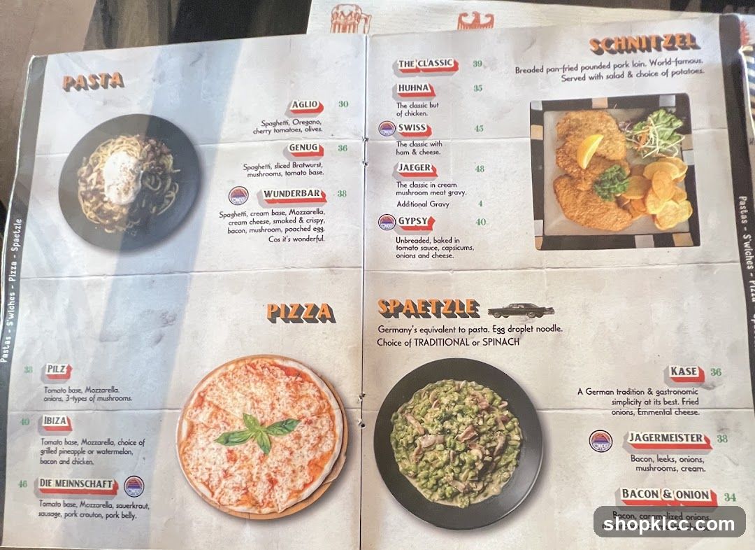 German Restaurant Menu