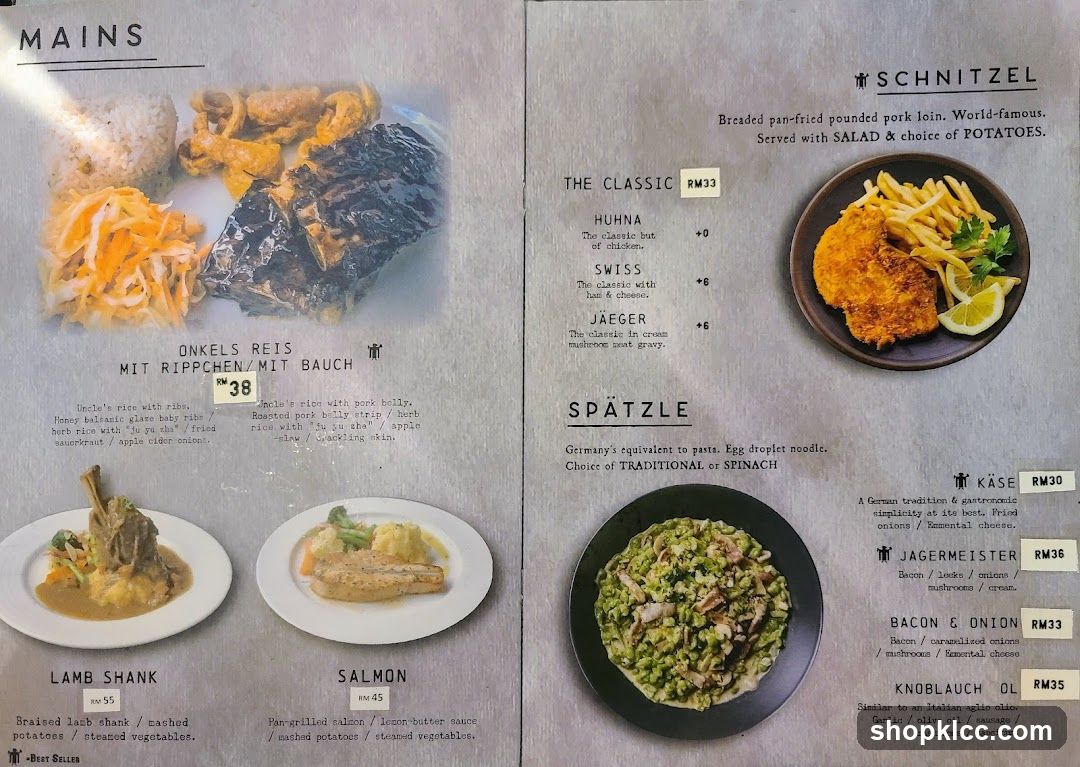 Restaurant Menu - Mains Section