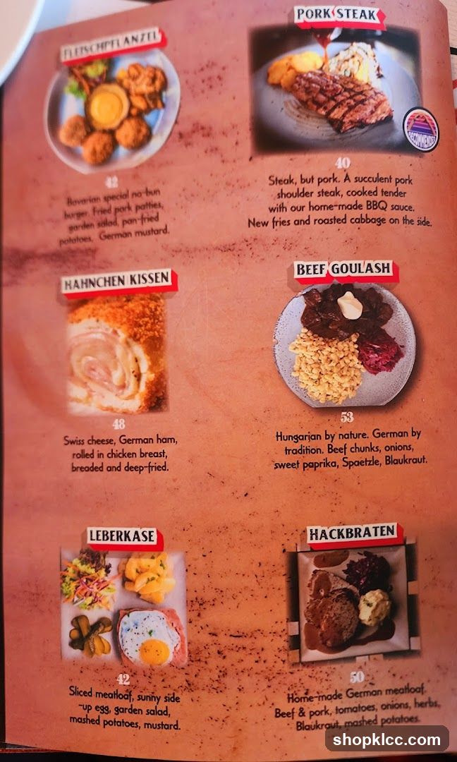 German Cuisine Menu Page