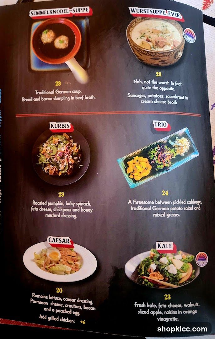German Soup and Salad Menu Page
