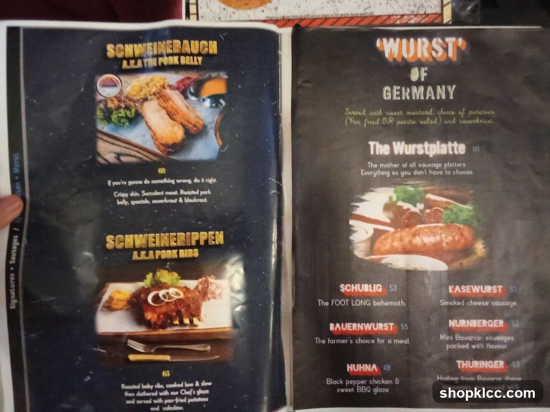 German Sausage Menu