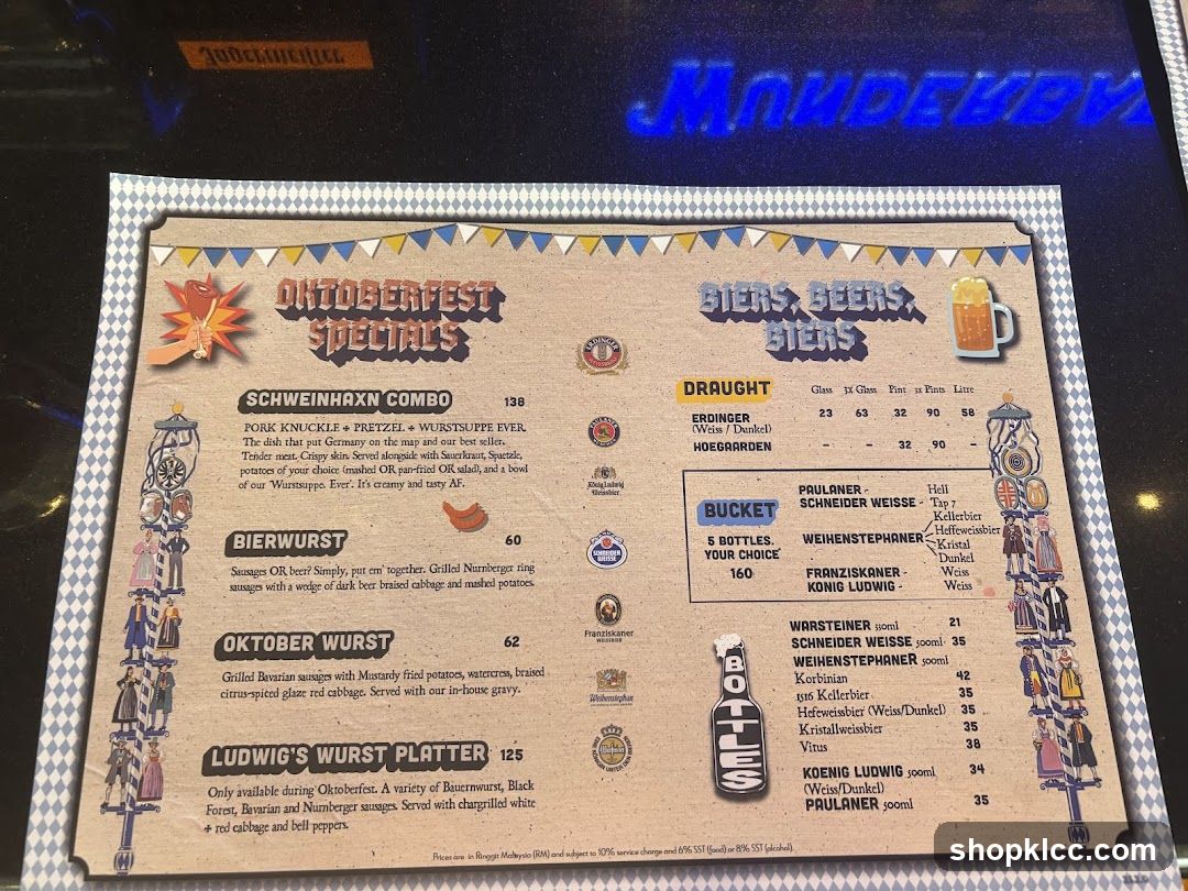 Oktoberfest Specials & Beers Menu