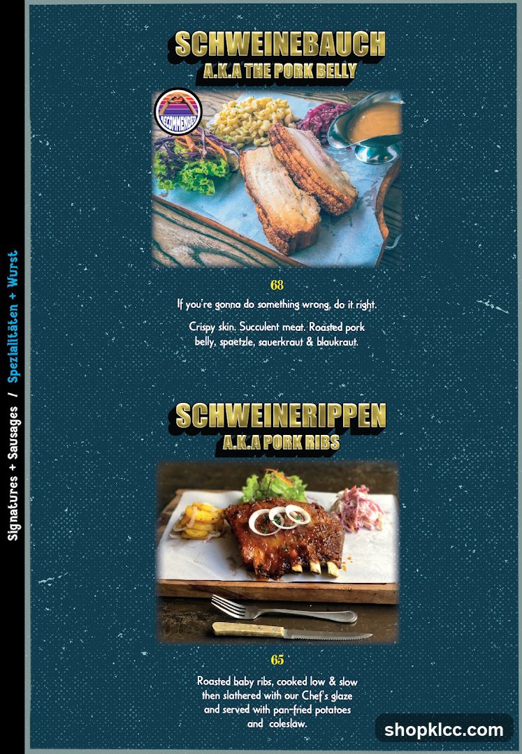 Pork Belly and Ribs Menu Page