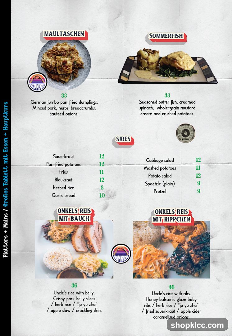 Restaurant Menu Page