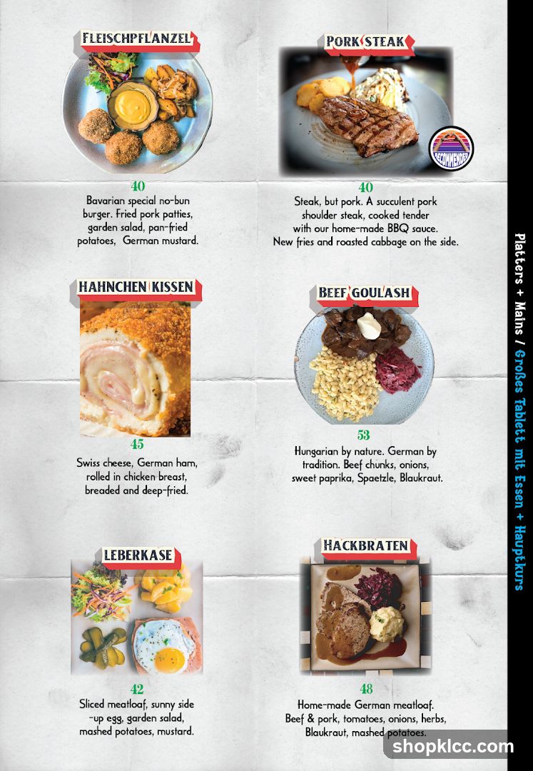 German Cuisine Menu Page