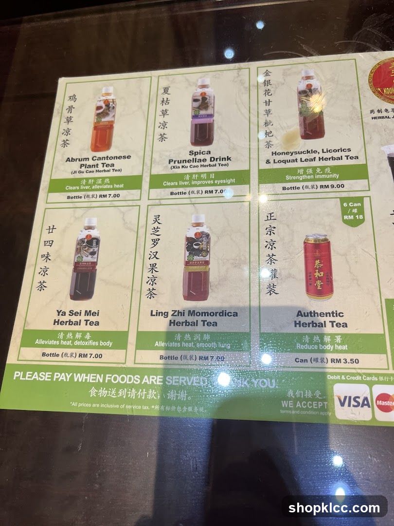 Herbal Tea Menu