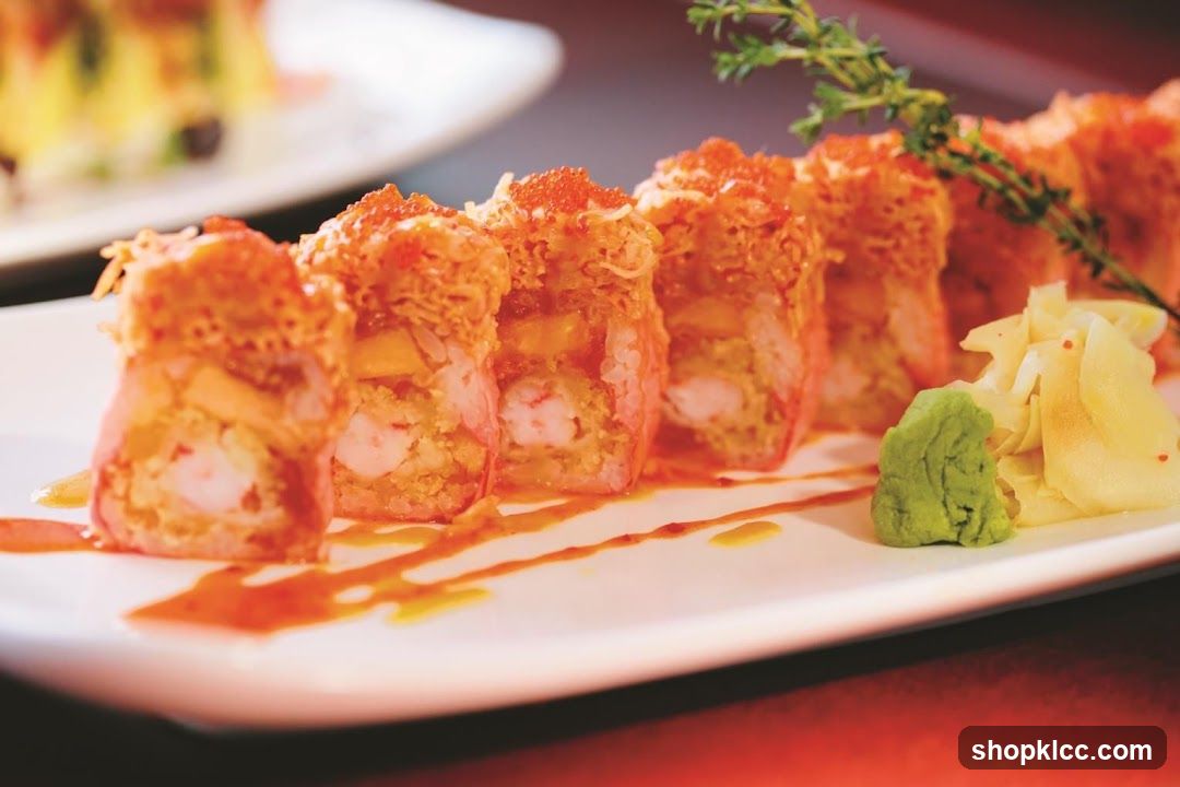 Sushi Roll with Caviar and Garnish