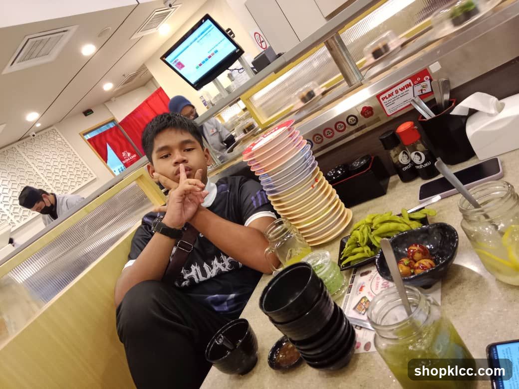 Dining at a sushi restaurant