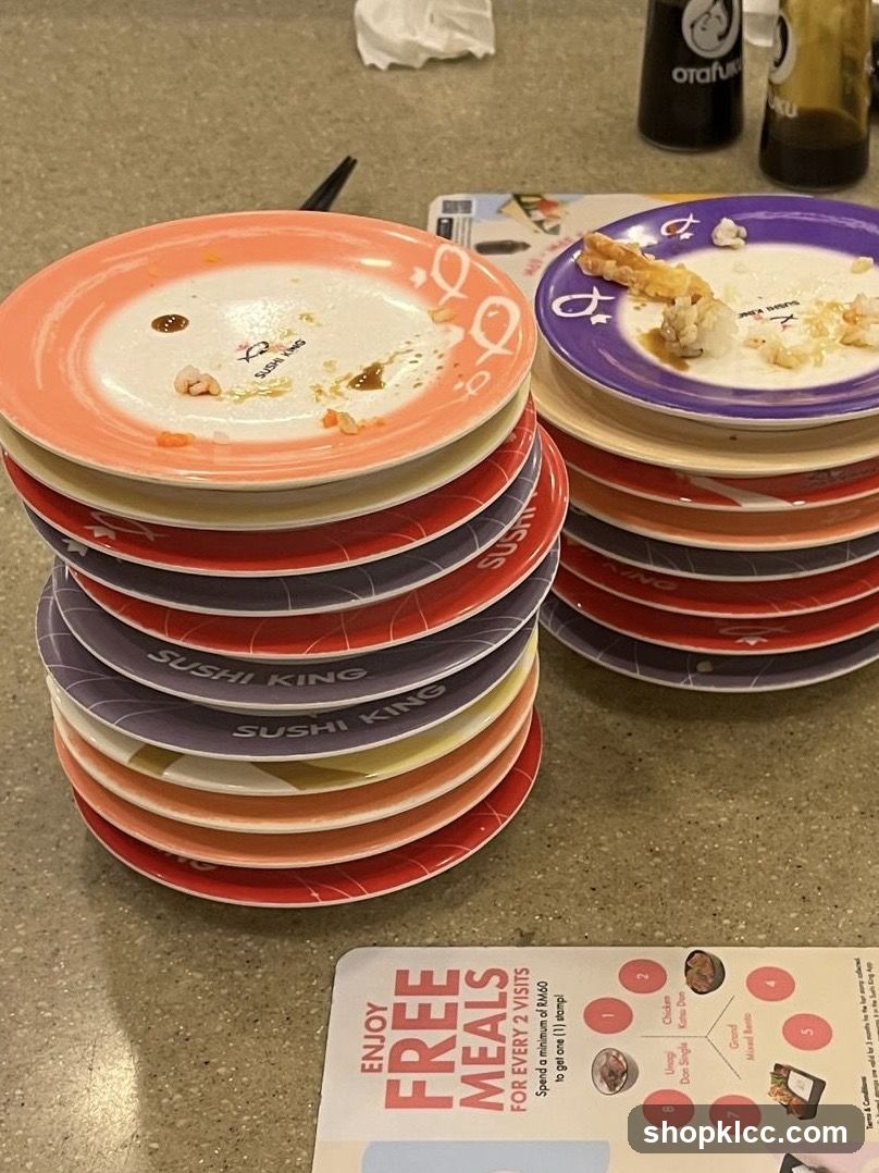 Sushi King Table Setting with Used Plates
