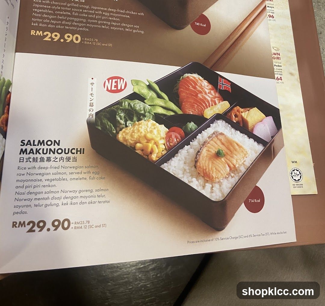 Salmon Makunouchi Bento Box Menu Card