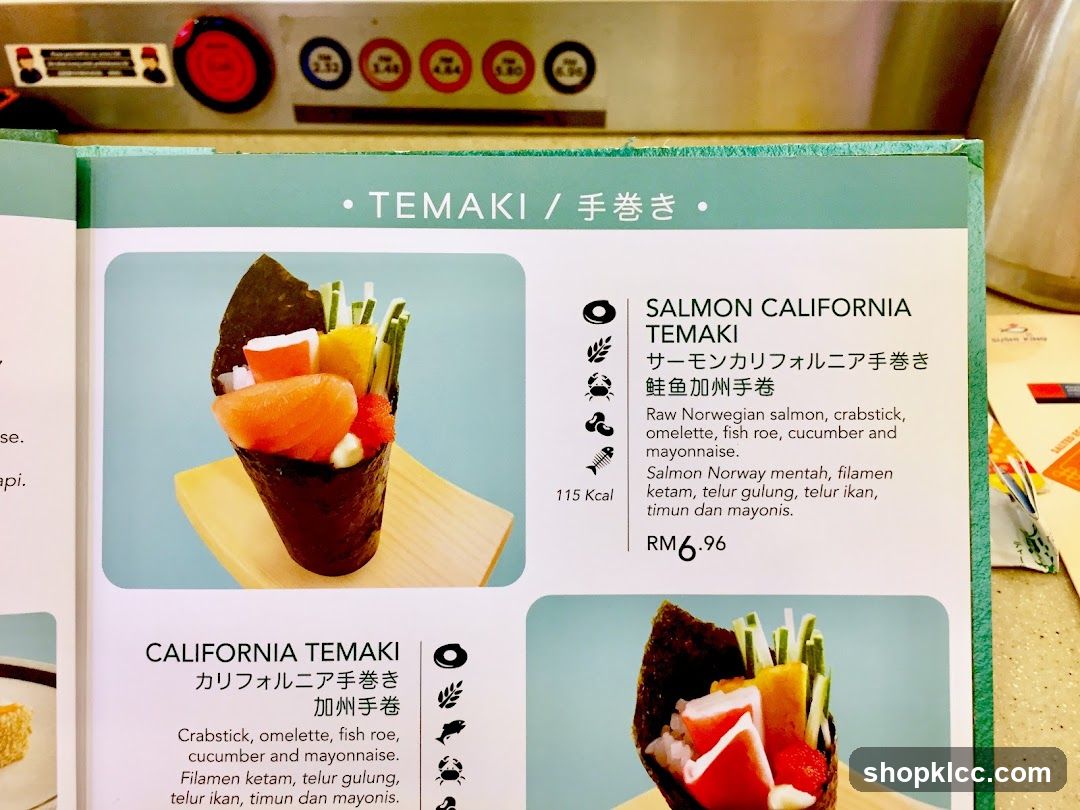Temaki Menu Page