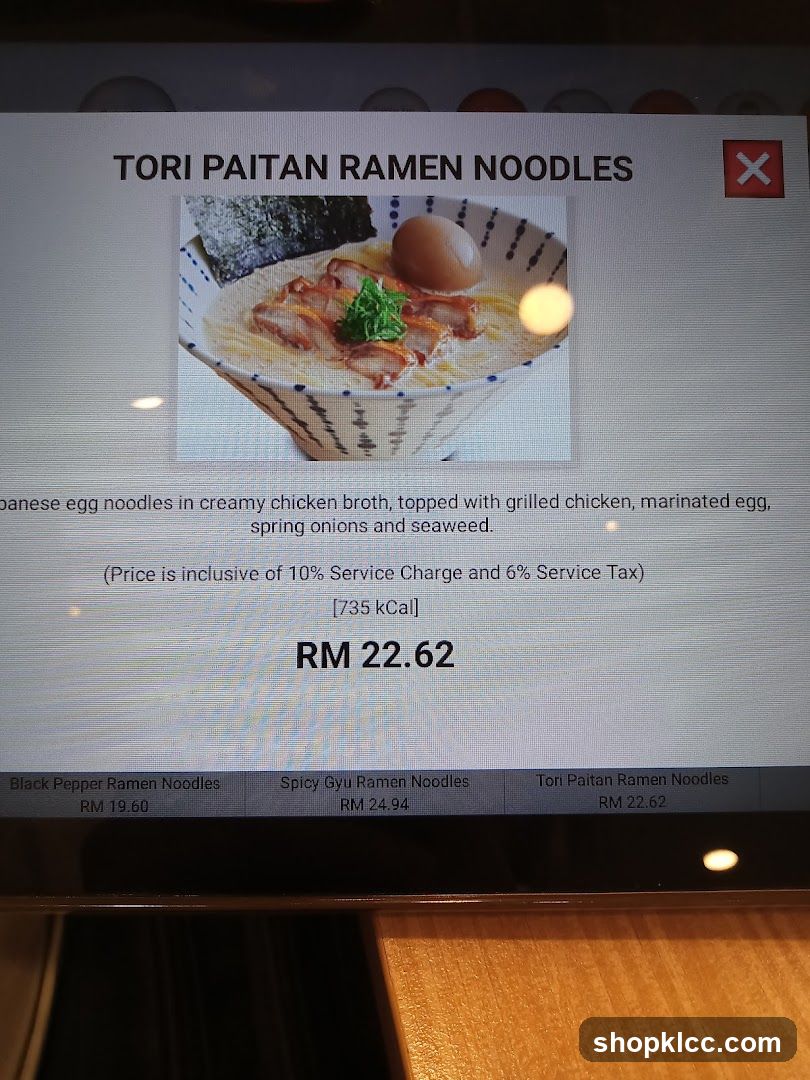 Tori Paitan Ramen Noodles Display