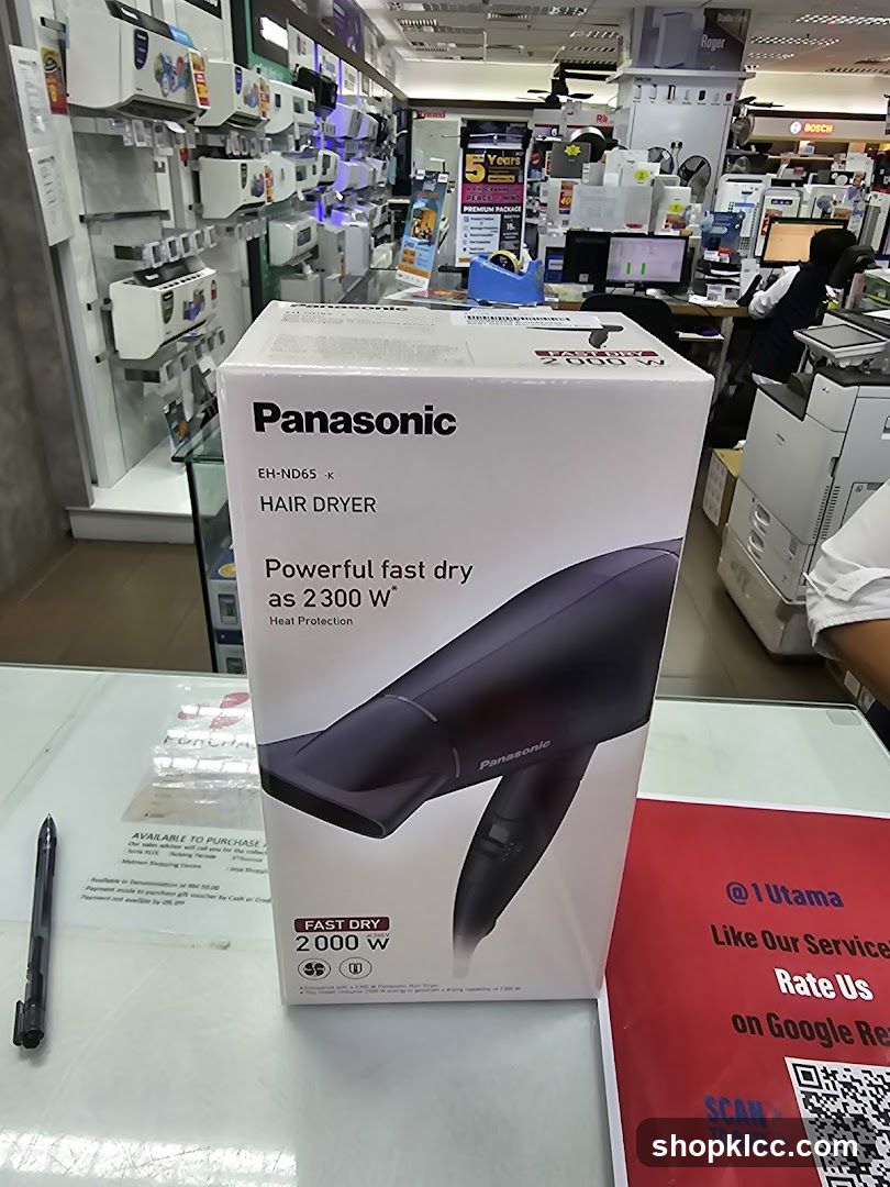 Panasonic Hair Dryer Display in Electronics Store