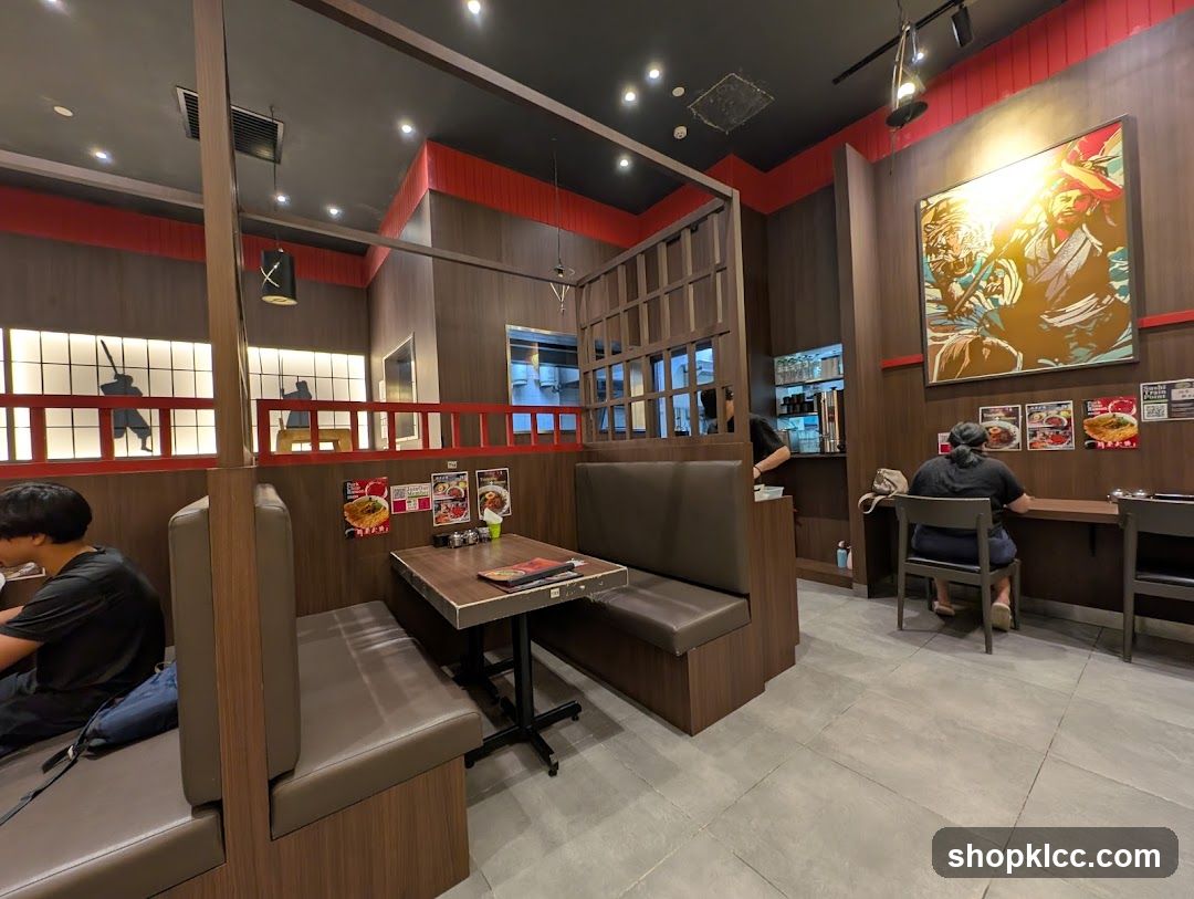 Restaurant Interior with Booth Seating and Wall Art
