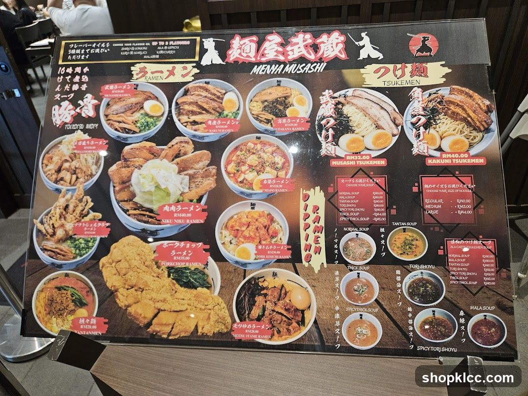 Menta Musashi Ramen Menu Board