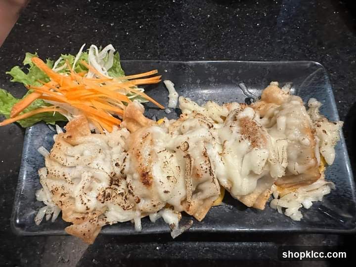 Grilled Fish with Cheese and Salad
