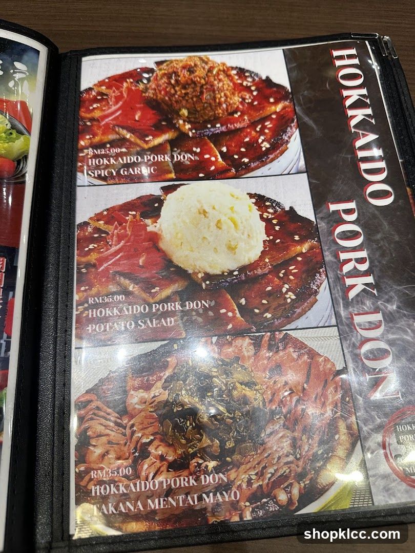 Hokkaido Pork Don Menu Page
