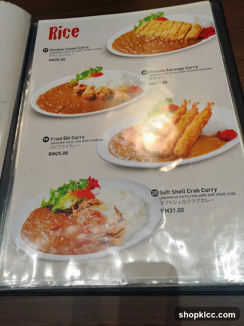 Curry Rice Menu Page