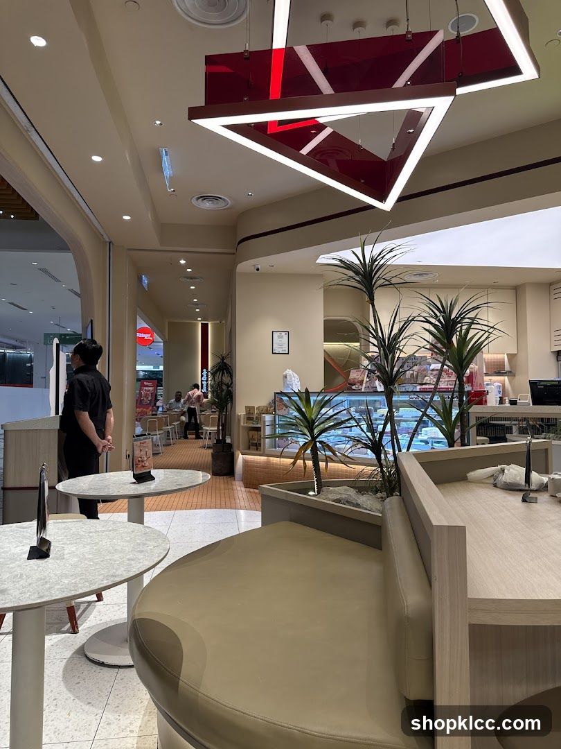 Cafe Interior with Seating and Display Case